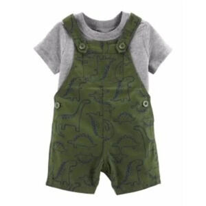 Carter’s Baby Boy’s 2 Piece Dinosaur T Shirt & Short Overalls Set Size 6M
